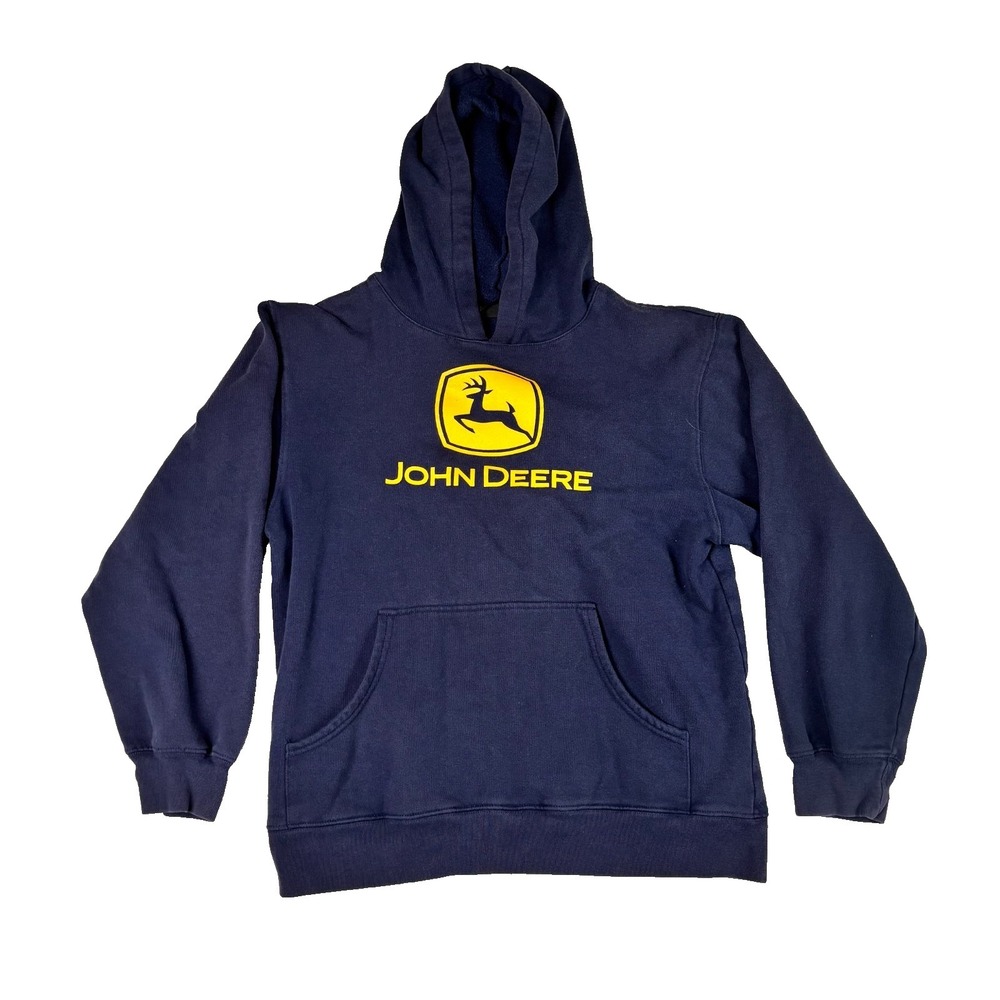 John Deere Boys XLarge (14-16) Navy Blue Hoodie Long Sleeve Front Pocket Logo XL
